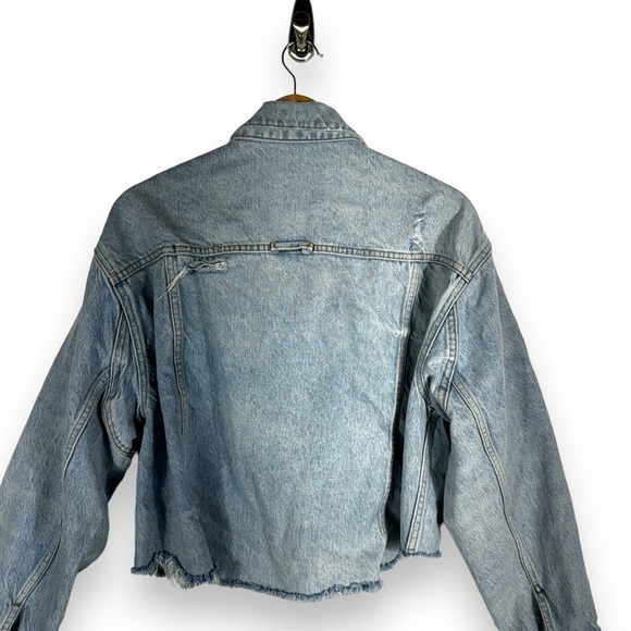 We The Free Amelia Slouchy Denim Trucker Jacket, Just The Way It Is Wash, Size S - Picture 13 of 14